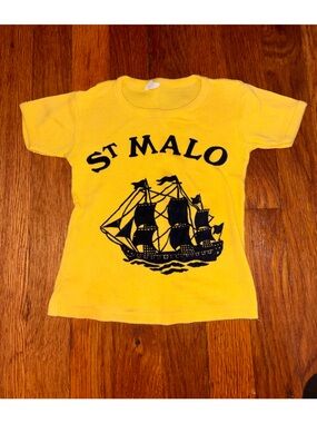 Vintage 90s St Malo France Kids Youth Shirt 4 Coastal Sailor Resort Nautical